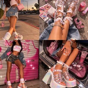 Dolls Kill Jelly Self-Love Club Platform Heels - White Sugar Thrillz Size 7